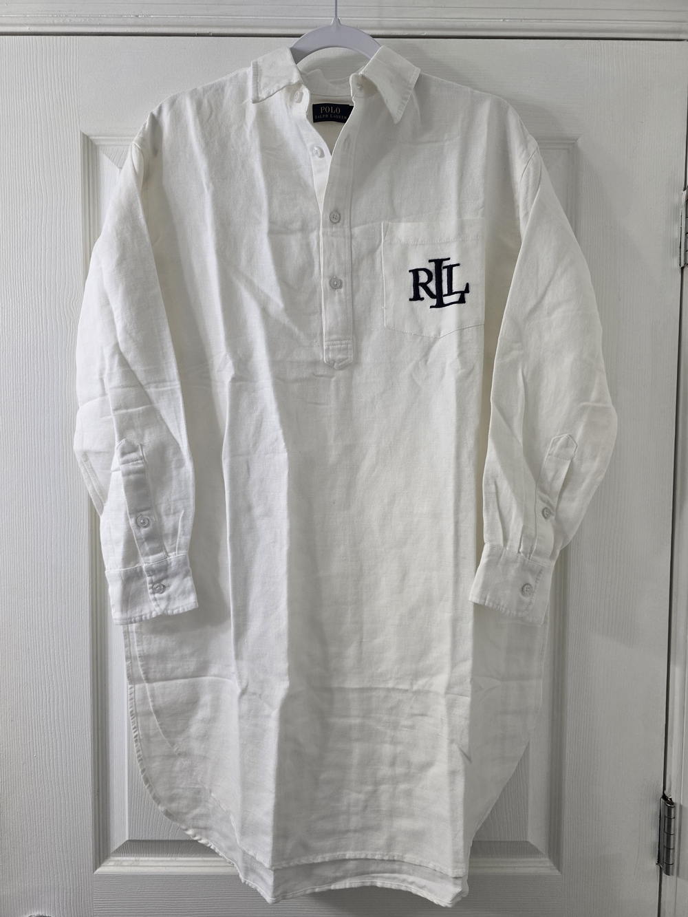 NWOT Ralph Lauren White Popover Oxford Shirt Dress - Large